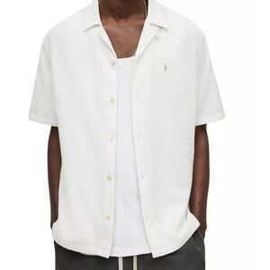 ALLSAINTS Mattole Cotton Blend Crepe Relaxed Fit Button Down Camp Shirt Size S